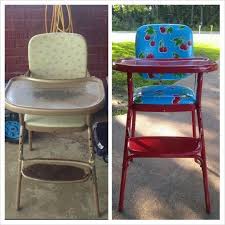 I Already Have This Antique Metal High Chair And I Found The Perfect Fabric I M Doing Light Vintage High Chairs Antique High Chairs Painting Furniture Diy
