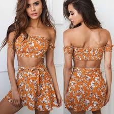 2 Piece Set Womens Summer Vintage Boho 10 99 Beach Floral Print Short Slash Neck Blouse Short Dress Free Shipping Women Mini Skirt Dress Summer Party Dress