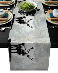 Create an elegant atmosphere with our lace table runners! Animal Deer Wall Retro Style Black Rustic Table Runner Home Dining Room Decor Table Cloth Wedding Christmas Party Table Runners Table Runners Aliexpress