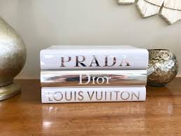 Silver Metallic White Fashion Designer Inspired Books Designer Decorative Books Designer Book Stack Fashion Desi Fashion Design Books Book Decor Book Design
