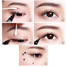 Powder liner is best for creating a more diffused line and can be applied wet or dry. Amazon Com 4pcs Double Sided Liquid Stamp Eyeliner Pen 5 In 1 Flowers Heart Moon Star Shapes Face Stamps Makeup Extremely Black Waterproof Slim Gel Felt Tip High Black Pigment Liquid Eyeliner