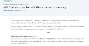 Glassdoor gives you an inside look at what it's like to work at american bankers association, including salaries, reviews, office photos, and more. American Bankers Association On Twitter New Aba Statement From Bankersprez This Is A Dark Day For Our Democracy The Violence Playing Out On Capitol Hill And In The Streets Of Washington Is