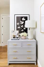 This old dresser was posted online as a vintage petite dresser gets a modern makeover complete with gold detailing and crystal knobs. Dresser As Nightstand Design Ideas
