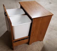 Amish Wooden Double Tilt Out Trash Bin Trash Can Cabinet Diy Storage Cabinets Trash Bins