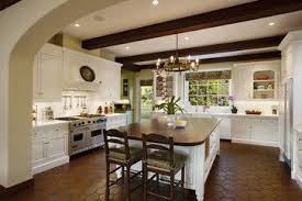 Spanish Colonial Kitchen White Cabinets Saltillo Tile Wood Beams Big Island Kitchen Cabinet Styles Spanish Colonial Kitchen Spanish Kitchen