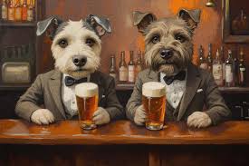 Custom Pet Portrait in Irish Pub, Dog Drinking Beer in Bar, Cat Lover Gift 