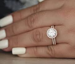 Moissanite Wedding Ring Set Rose Gold Round 8mm Moissanite Etsy Wedding Rings Round White Gold Wedding Ring Set Moissanite Wedding Ring Set