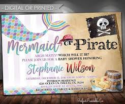 Mermaid Pirate Baby Shower Invitation Mermaid Pirate Baby Etsy Baby Sprinkle Invitations Pirate Birthday Party Invitations Pirate Invitations