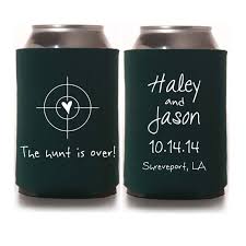 Fall Wedding Favors The Hunt Is Over Rustic Personalized Etsy In 2020 Wedding Koozies Wedding Favors Fall Country Wedding Favors