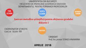 După alți patru ani, un cadru didactic poate obține gradul didactic i. Lucrare Metodico StiinÅ£ificÄ Pentru ObÅ£inerea Gradului Didactic I By Anamaria Stanca