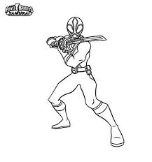 Red Ranger Hold Katana In Power Rangers Samurai Coloring Page Color Luna