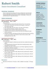 Td ameritrade is an equal opportunity employer. Investment Consultant Resume Samples Qwikresume