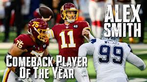 Alex smith was having a pretty good first year in washington. 2 Years After Life Threatening Leg Injury Alex Smith Wins Comeback Player Of The Year Ksl Com