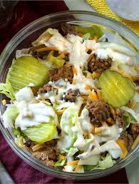 Keto Big Mac Salad Low Carb Hamburger Salad Recipe Two Sleevers Keto Rezepte Einfach Rezepte Gesund Lebensmittel Essen