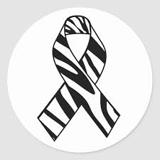 Black And White Zebra Stripe Awareness Ribbon Classic Round Sticker Zazzle Com Awareness Ribbons Zebra Tattoos Awareness Tattoo
