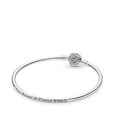 Disney Beauty The Beast Bangle Bracelet Clear Cz Sterling Silver Bangles Pandora Jewelry Pandora Bangle