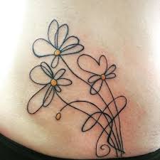 3.beauty and the beast flower Black Outline Daisy Flowers Tattoo Design
