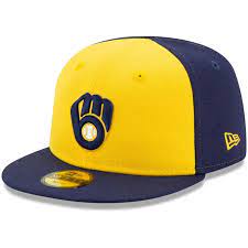 Infant New Era Gold Navy Milwaukee Brewers Authentic Collection On Field My First 59fifty Fitted Hat In 2021 Fitted Hats Mlb Apparel New Era