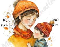 Clipart Chibi de Mamá e Hijos: Día de la Madre PNG (Descarga Digital)