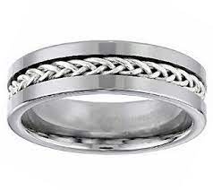 Qvc High Polished Men S Tungsten Ring W Braided Sterling Inlay Tungsten Mens Rings Sterling Silver Mens Rings Engagement Rings For Men