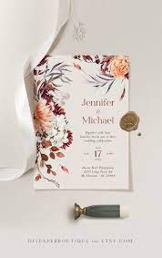 Shayne Fall Wedding Invitation Template Fall Burnt Orange Etsy Diy Wedding Templates Fall Wedding Invitations Wedding Invitation Templates