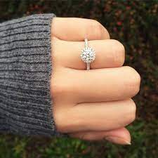14k White Gold Pave Halo And Shank Diamond Engagement Ring Round Center In 2021 Round Diamond Engagement Rings Pave Halo Engagement Ring Beautiful Engagement Rings