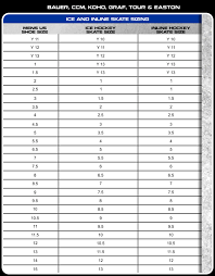 Ice Skate Size Information