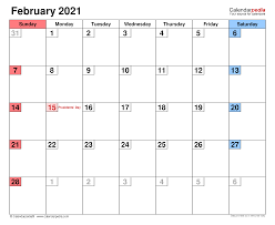 The calendars are each practical and double as a wall artwork decor with the watercolor flowers. February 2021 Calendar Templates For Word Excel And Pdf