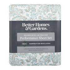 I went back today to purchase the exact same set but when i got home and opened them on the older set it has a satin border on the flat sheet and pillow cases new set is just plain. Better Homes Gardens 400 Thread Count Aqua Paisley Hygro Cotton Performance Sheet Set King From Walmart Accuweather Shop
