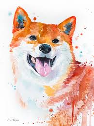 Shiba Inu Art Print By Slaveika Aladjova X Small Dog Paintings Animal Art Watercolor Dog