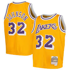 .los angeles lakers apparel including lakers jerseys, tees and more lakers basketball gear. Magic Johnson Los Angeles Lakers Mitchell Ness Youth Swingman Throwback Jersey Gold