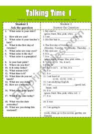 Talking Time 1 Esl Worksheet By Emers121