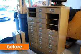 If you simply want to change the color, you could spray paint the cabinet. 8 Great Stenciled Papered And Painted File Cabinet Makeovers Apartment Therapy