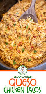 Slow Cooker Queso Chicken Tacos Chicken Crockpot Recipes Crockpot Recipes Easy Recipes