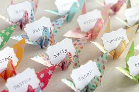 16 Name Place Cards Origami Paper Crane Wedding Bridal Reception Birthday Party Baby Showe Paper Crane Wedding Wedding Table Name Cards Origami Wedding