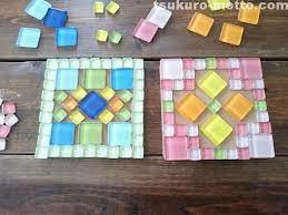 ダイソー100均ガラスタイルでコースターを作ろう diy女子 手作り プレゼント 100均 100均 手作り コースター 手作り