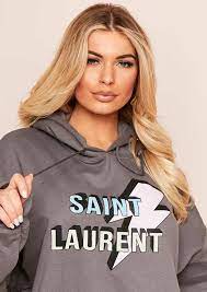 Dala Charcoal Lightening Bolt Oversized Hoodie From Missy Empire On 21 Buttons