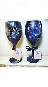 Galaxy Wine Glasses Hand Made Gift Ideas Diy Cosmic Glasses Space Glass Glass Paint Wine Glass Hand Painted Glassware Painting Glassware Glass Painting