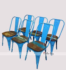 Retro Blue Industrial Wooden Seat Wholesale Tolix Chairs Wholesale Chairs Restaurant Chairs Tolix Chair