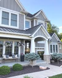 Grey And Stone Craftsman Style Home Exterior Caroline On Design Mastic Vinyl Shake Shin Craftsman Home Exterior Gray House Exterior Modern Farmhouse Exterior Find the best interior designers close to you.