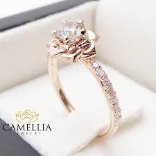 Flower Rose Unique Engagement Ring Right Hand Diamond Ring 14k Rose Gold Band Special Gift Rose Engagement Ring Wedding Rings Engagement Flower Engagement Ring