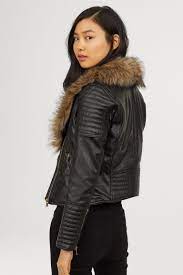 Pin By Charles Mathewson On Estelle Chen Faux Fur Collar Fur Leather Jacket Faux Jacket