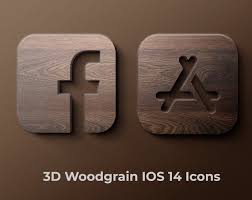 35 Premium 3d Iphone Ios 14 App Icons Pack 3d Woodgrain Etsy App Icon Iphone Icon