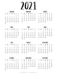2021 year calendars with 12 months printed on one page. 24 Pretty Free Printable One Page Calendars For 2021 Lovely Planner