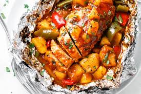 You need to begin with room temperature steak, sear it in perfect roasted brussels sprouts or roasted asparagus. Pineapple Bbq Chicken Foil Packets In Oven Baked Chicken Foil Packets Eatwell101