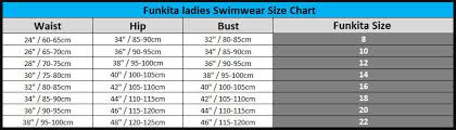 Funkita Ladies Size Guide Ness Swimwear
