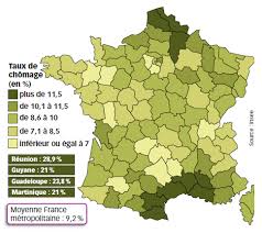 Le code couleur de la carte est le suivant : Taux De Chomage Par Departement Au 1er Trimestre 2011 En Alternatives Economiques