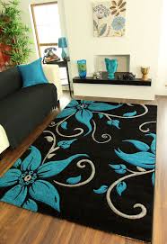 Black And Teal Area Rug Large Black Teal Grey Floral Print Thick High Quality Modern Havana Rug For Sale Modern Flower Rug Teal Rug Black And Grey Rugs