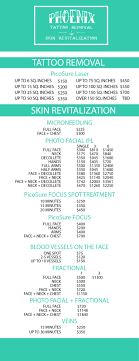 Part of our constant evolution is sparked from past experiences, fueling our fire to learn, grow, and eventually move forward. Price List Phoenix Tattoo Removal