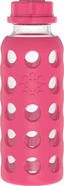 Amazon Com Lifefactory 9 Ounce Bpa Free Glass Water Bottle With Flat Cap And Silicone Sleeve Raspberry Baby